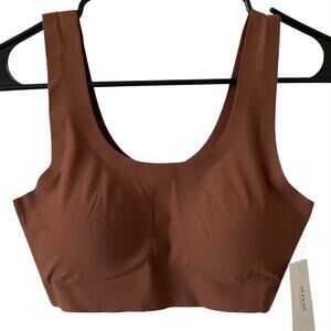 NEW ALFANI Removable Cups Laser Cut Seamless Bralette Down to Earth Brown Small